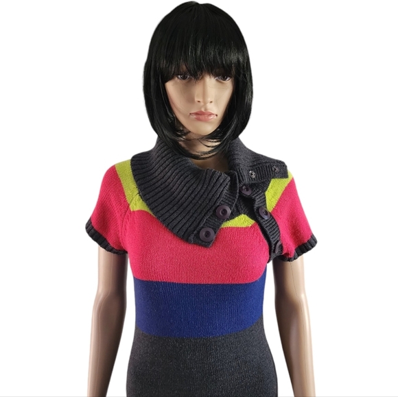 Oxygen  knit colorblock sweater dress with cowl neck, size S - Picture 4 of 10